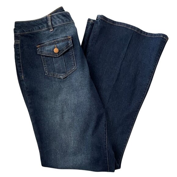 NWT D. Jeans Recycled Demin High Waist Flare Jeans Dark Wash Women's 14 - Picture 1 of 4